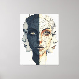 Abstrakte geometrische Gesichter キャンバスプリント