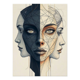 Abstrakte geometrische Gesichter ポスター
