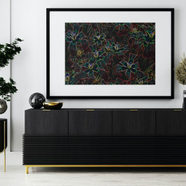 Abstrakte Kunst Leinwand, Leuchtende Neonblumen  キャンバスプリント