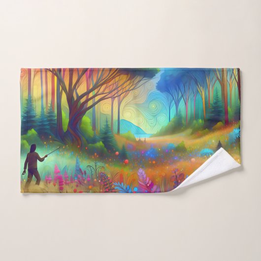 Abstrakte Waldlandschafts Grafik ハンドタオル (ハンドタオル)