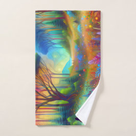 Abstrakte Waldlandschafts Grafik ハンドタオル