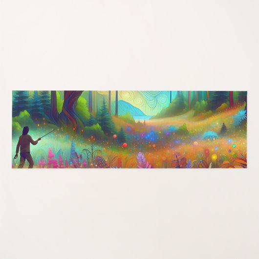 Abstrakte Waldlandschafts Grafik ヨガマット (正面(横))