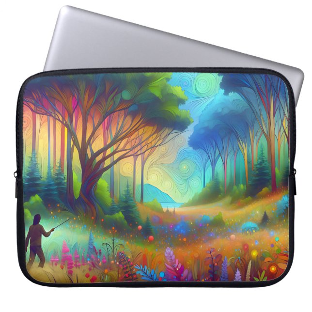 Abstrakte Waldlandschafts Grafik ラップトップスリーブ (正面)