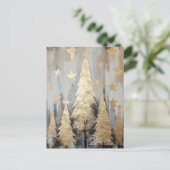Abstrakter goldener Weihnachtsbaum ポストカード (スタンド正面)