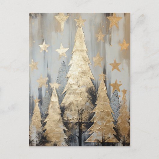 Abstrakter goldener Weihnachtsbaum ポストカード (正面)