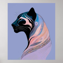 Abstrakter Panther Kopf in Pastellharmonie ポスター
