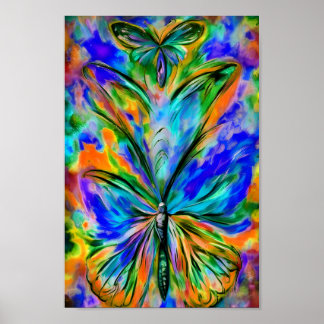 Abstrakter Schmetterling # 1, Farbvariation 1 ポスター