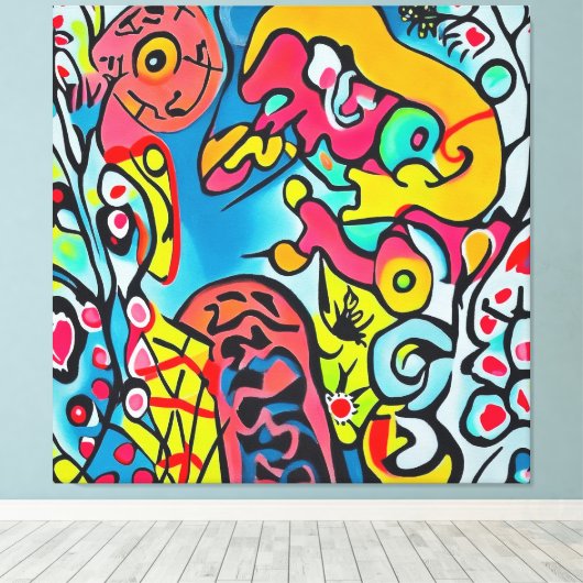 Abstraktes buntes Kunstwerk キャンバスプリント (インサイチュ (ウッドフロア))