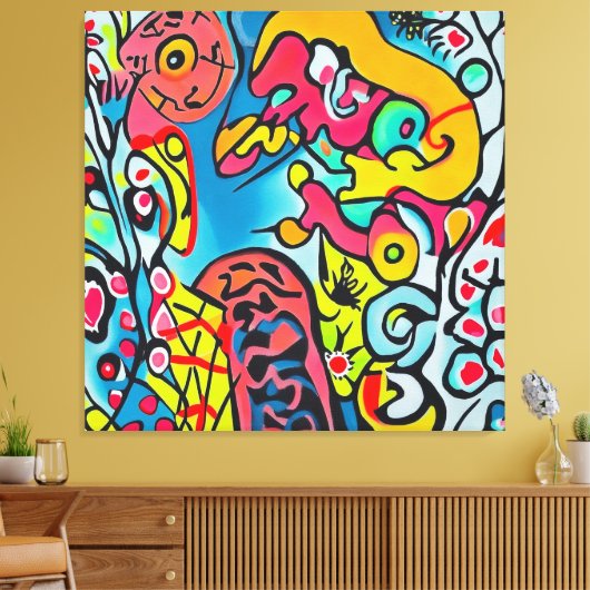 Abstraktes buntes Kunstwerk キャンバスプリント (インサイチュ (リビング))