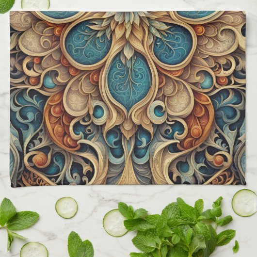 abstraktes florales Muster 7 キッチンタオル (折り畳み)