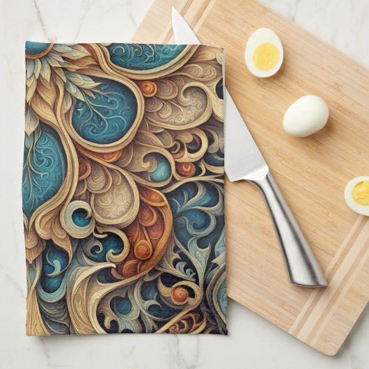 abstraktes florales Muster 7 キッチンタオル (四つ折り)