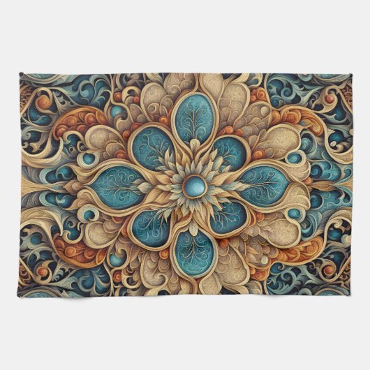 abstraktes florales Muster 7 キッチンタオル (横)