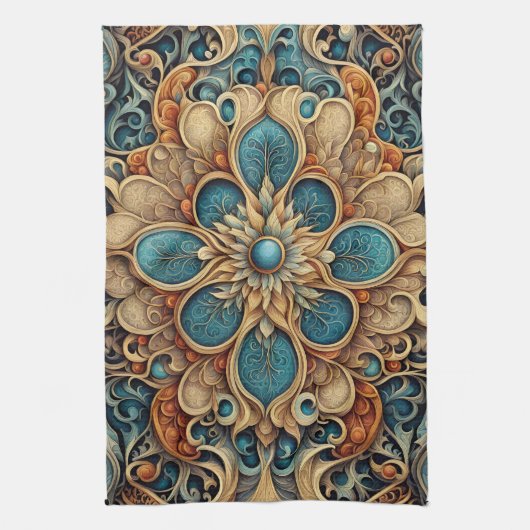 abstraktes florales Muster 7 キッチンタオル (縦)