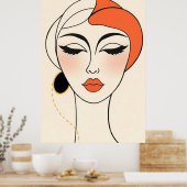 Abstraktes minimalistisches Porträt ポスター (キッチン)