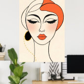 Abstraktes minimalistisches Porträt ポスター (ホームオフィス)