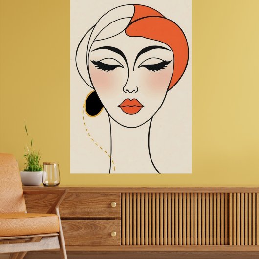 Abstraktes minimalistisches Porträt ポスター (リビング2)