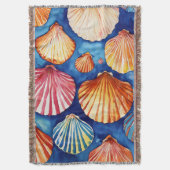 abstraktes Muster: Muscheln blau braun スローブランケット (正面縦)