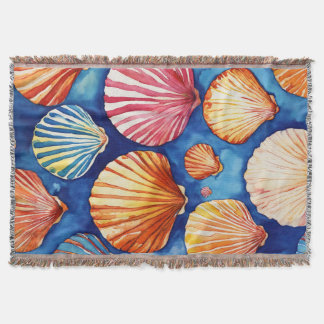 abstraktes Muster: Muscheln blau braun スローブランケット