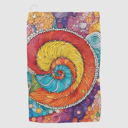Abstraktes Schnecken Muster, multicolor ゴルフタオル (正面)