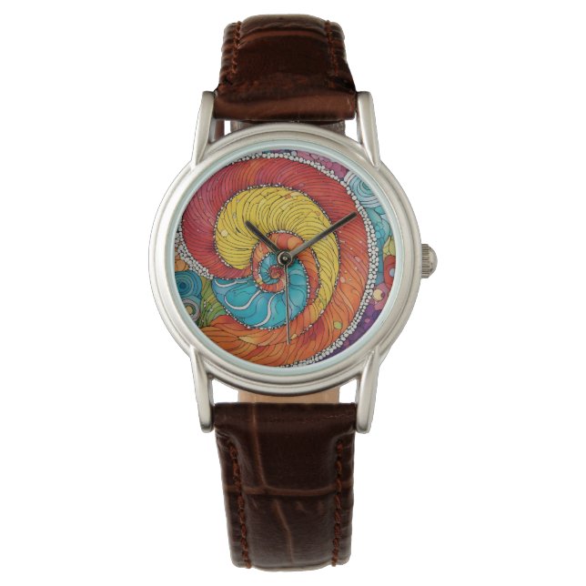 Abstraktes Schnecken Muster, multicolor 腕時計 (正面)
