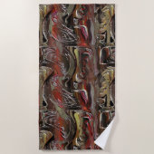 Abstrato entalhado em mogno e vermelho escuro ビーチタオル (正面)