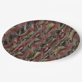 Abstrato entalhado em mogno e vermelho escuro ペーパープレート