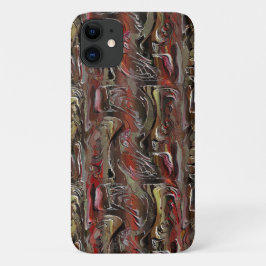 Abstrato entalhado em mogno e vermelho escuro iPhone 11 ケース