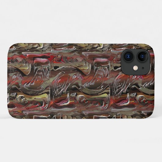 Abstrato entalhado em mogno e vermelho escuro Case-Mate iPhoneケース (裏面(横))