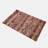 Abstrato entalhado em salman e vermelho gradiente ドアマット (アングル)