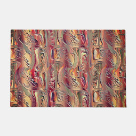 Abstrato entalhado em salman e vermelho gradiente ドアマット