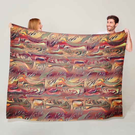 Abstrato entalhado em salman e vermelho gradiente フリースブランケット (インサイチュ)