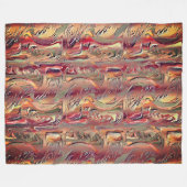 Abstrato entalhado em salman e vermelho gradiente フリースブランケット (正面(横))