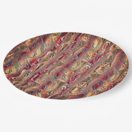 Abstrato entalhado em salman e vermelho gradiente ペーパープレート