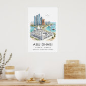 Abu Dhabi Art Print Skyline with Grand Mosque and ポスター (キッチン)