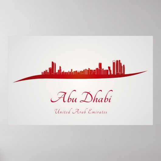 Abu Dhabi skyline in red and gray background ポスター (正面)