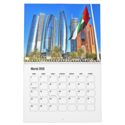 Abu Dhabi-UAE Calendar カレンダー (3月 2026)