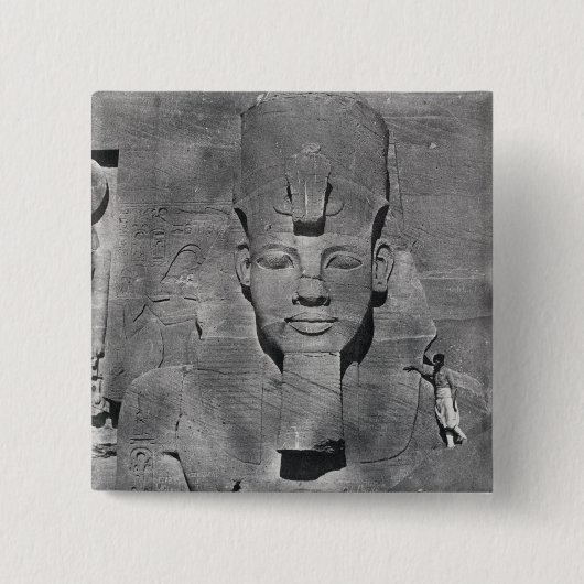 Abu Simbel 1850年のRamesses IIの巨大な彫像 缶バッジ (正面)