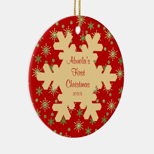 Abuelaの初めてのクリスマスの赤い雪片のオーナメント セラミックオーナメント (右)