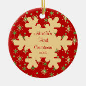 Abuelaの初めてのクリスマスの赤い雪片のオーナメント セラミックオーナメント (正面)