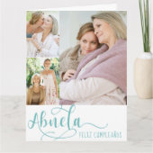 Abuela書道3枚フォトハッピーバースデーカード カード (正面)