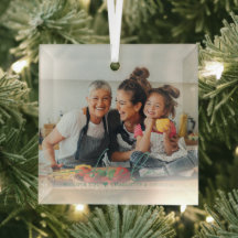 Abuela Script Overlay | We Love You Glass Ornament
