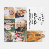 Abuela We Love youハートモダンPhoto Collage フリースブランケット (正面(横))