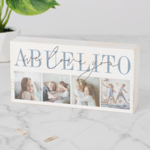 Abuelito We Love You 4 Photo Collage ウッドボックスサイン
