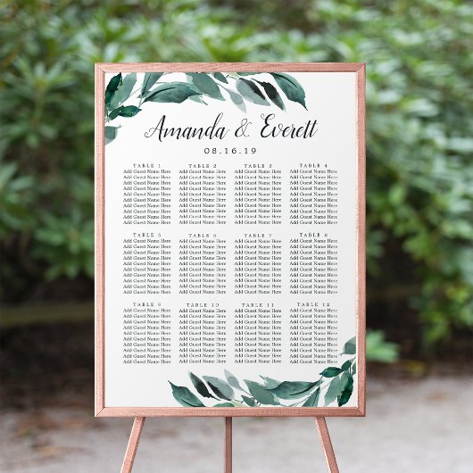 Abundant Foliage Wedding Seating Chart ポスター