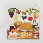 Abundant Holiday Feast: Autumn Celebration Illustr サンキューカード (正面/裏面)