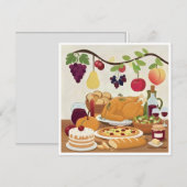 Abundant Holiday Feast: Autumn Celebration Illustr サンキューカード (正面/裏面)