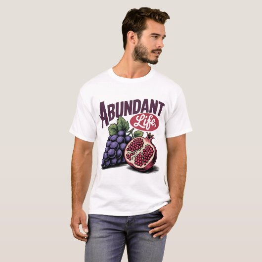 Abundant Life Grapes Pomegranate Retro Tee Tシャツ (正面フル)