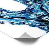 Abyss Abstract Navy Blue Gold White Fluid Art ポスター (角)