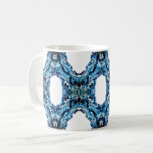 Abyss Blue Abstract Acrylic Paint Pour Fluid Art コーヒーマグカップ (正面左)