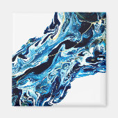 Abyss Blue Abstract Acrylic Paint Pour Fluid Art マグネット (正面)
